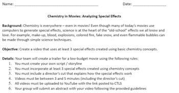 Preview of Chemistry of Special Effects Project