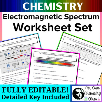 Preview of Chemistry (or physics) The Electromagnetic Spectrum Worksheet Set (w/ KEY)