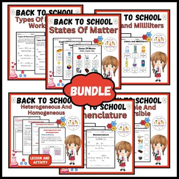 Preview of Chemitry Worksheets Activity BUNDLE Back To School