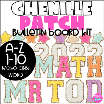 Preview of Chenille Varsity glitter letter Patch Bulletin Board Kit - Personal Use Only