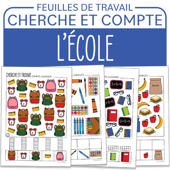 Preview of Cherche et Compte Rentrée French I Spy Back to School Compter Boîte de 10