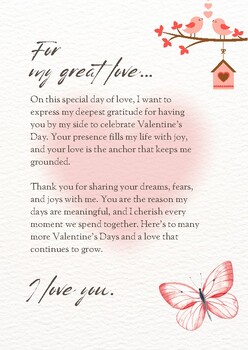 Preview of Cherished Love: Digital Valentine's Letter for Your Special Someone!