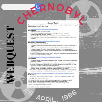 Preview of Chernobyl Disaster Webquest