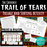 Cherokee Trail of Tears Reading Passage and Sorting Activi
