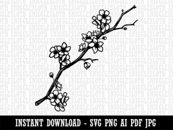 cherry blossoms clipart black and white tree