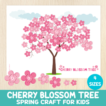 Preview of Cherry Blossom Tree Craft, Spring Craft, Cut and Paste Game, Centers, Flowers