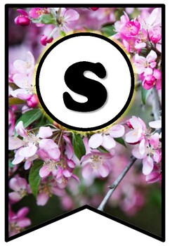 Preview of Cherry Blossoms, Pennant Banner Bulletin Board Letters, Flowers, Spring Decor
