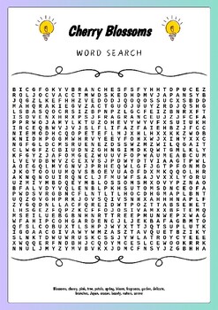 Preview of Cherry Blossoms : Word Search Challenge Worksheet - No Prep