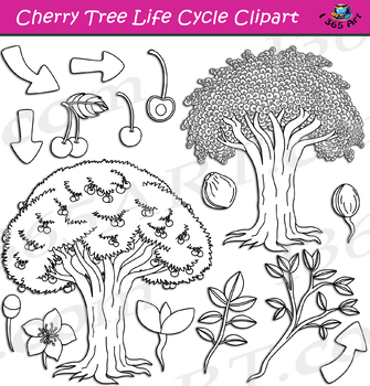 cherry tree clipart black and white cross
