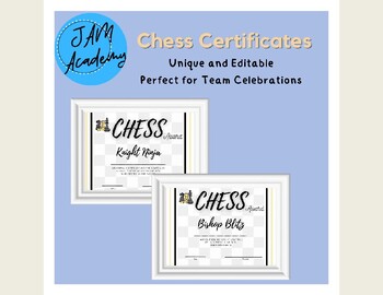 Preview of Chess Certificates Awards Editable - Summer Camp and End of the Season Clubs