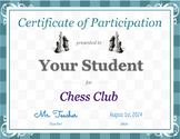 Chess Club Certificate