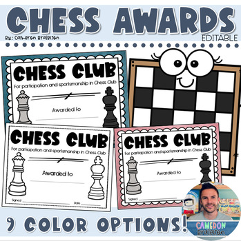 Preview of Chess Club End of the Year Award Certificates Editable