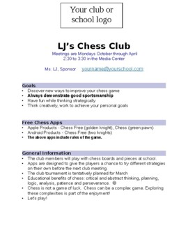 Preview of Chess Club Flyer