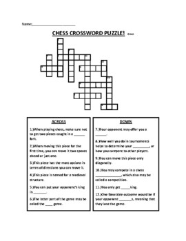 Sirus Young Chess Scholars Chess Crossword #1 - WordMint