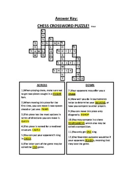 Chess Crossword Puzzle by Mr Ds PreCal Store