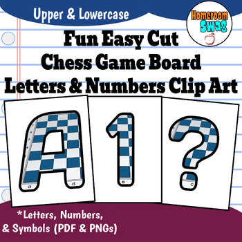 Preview of Chess Game Board Printable Easy Cut Bulletin Board Letters and Numbers Clip Art