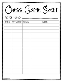 Preview of Chess Game Sheet and Data Log