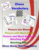 Chess Pieces Vocabulary Word Cards, Matching Game, Lists, 