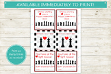 Chess Valentine's Day Cards Printable PDF