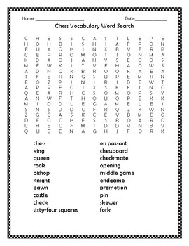 Chess Word Search Puzzle