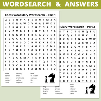 Preview of Chess Vocabulary Wordsearches