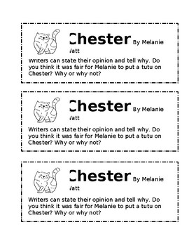Preview of Chester by Melanie Watt Opinion Writing Journal Page