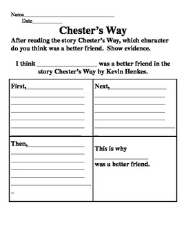 Chester's Way- Character Analysis by Z Kellock | TpT