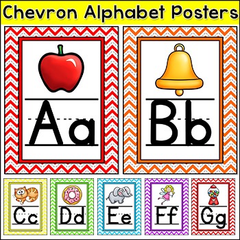 Chevron Alphabet Posters - Editable by Pink Cat Studio | TpT