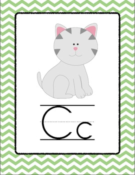 Chevron Alphabet Posters - Green by Kindergarten Friends | TpT