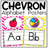 Alphabet Posters and Bunting in Chevron Classroom Decor fo