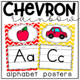 Alphabet Posters and Bunting in a Rainbow Chevron Classroo
