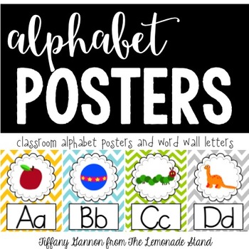 Chevron Alphabet Posters {in Yellow, Turquoise, Green, and Grey}