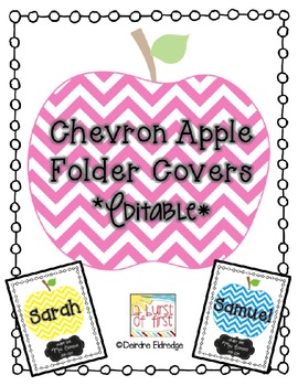Preview of Chevron Apple Folder Covers- Editable!