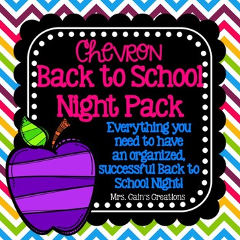 Preview of Chevron Back to School/Meet the Teacher Night Pack (Editable)