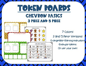Preview of Chevron Basics Token Boards 3&5 piece! For Special Education / Autism