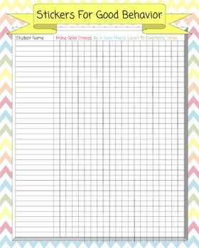 Preview of Chevron Behavior Chart Poster - Sticker Rewards for Whole Class