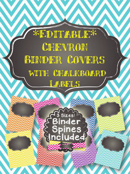 Preview of Chevron Binder Covers & Spines with Chalkboard Labels-EDITABLE