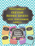 Chevron Binder Covers & Spines with Chalkboard Labels-EDITABLE