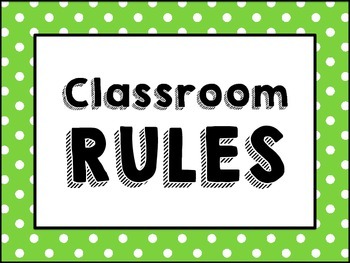 Preview of (Green/Pink/Blue Polka-Dot Border) Classroom Rules