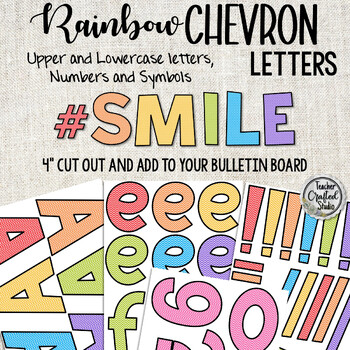 Preview of Chevron Bulletin Board Letters | Colorful 4" Classroom cut out letters