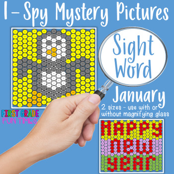 Preview of Winter Activities I Spy Sight Word Mystery Pictures January decadedollardeals