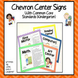 Editable Center Signs Chevron CCSS Kindergarten