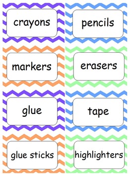 Preview of Chevron Classroom Labels - Editable!