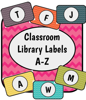 Preview of Chevron Classroom Library Labels A-Z