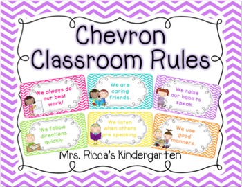 Preview of Chevron Classroom Rules (Editable)