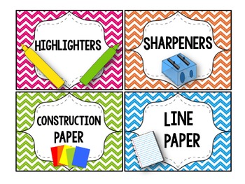 Chevron ClassroomSupply Labels by Sweet Tooth Teaching | TpT