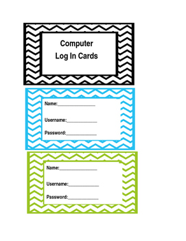 Preview of Chevron Computer Log In Cards