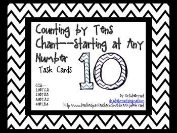 Preview of Chevron Counting by Tens Chant Task Cards