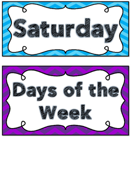 Chevron Days of the Week Cards by Andrea Marchildon | TPT