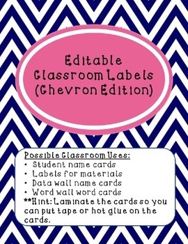 Preview of Chevron Editable Classroom Labels